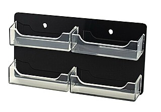 4 Pocket Clear and Black Acrylic Business Card or Gift Card Holder For Mounting to the Wall
