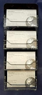 4 Pocket Clear Black Acrylic Business Card or Gift Card Holder For Mounting to the Wall