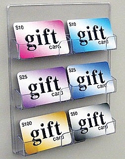 6 Pocket Clear Molded Styrene Business Card or Gift Card Holder For Mounting to the Wall