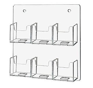 6 Pocket Clear Acrylic Veritcal Business Card or Gift Card Holder For Mounting to the Wall