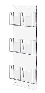 6 Pocket Clear Acrylic Veritcal Business Card or Gift Card Holder For Mounting to the Wall