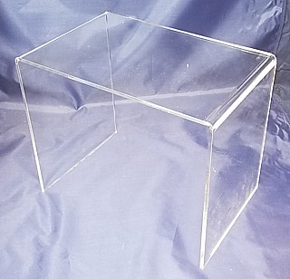 Clear Thick Acrylic Wide Rectangular U Riser in Plexi or Lucite