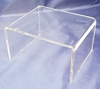 Clear Thick Acrylic Wide Rectangular U Riser in Plexi or Lucite