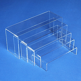 Clear Thick Acrylic Wide Rectangular U Riser Set of 5 in Plexi or Lucite